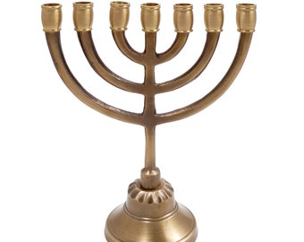 Traditional Seven Branched Menorah 5,5 inch Antique Bronze from  Jerusalem