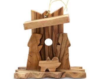 Nativity scene, Handcrafted Olive Wood Christmas Ornaments 2.7''/7 cm