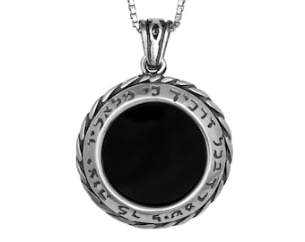 Kabbalah Amulet for Protection Pendant Silver 925 with Black Onyx Judaica
