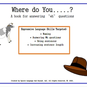Gdzie Książka z pytaniami do terapii mowy WH Pytanie Terapia mowy Wytnij i wklej Książka z aktywnościami | Książka z aktywnościami mowy i języka dla maluchów