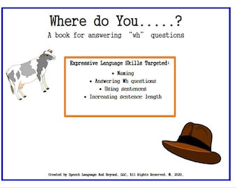 Where Question Book for Speech Therapy WH Question Speech Therapy Cut and Paste Activity Book|Speech and Language Activity Book for Toddlers