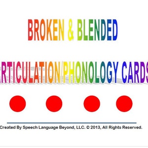 Broken Blended Phonology-Articulation Cards Speech Therapy Activity  Speech Therapy Flashcards Syllable Production