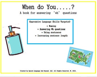 When Speech Therapy Activity Book Cut and Paste Speech Therapy Activity Book for Answering When Questions