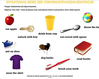 Intentional Word Use: Forming-Expanding Sentences Speech Therapy Activity Book for Limited Verbal Skills Verbal Expression Forming Sentences