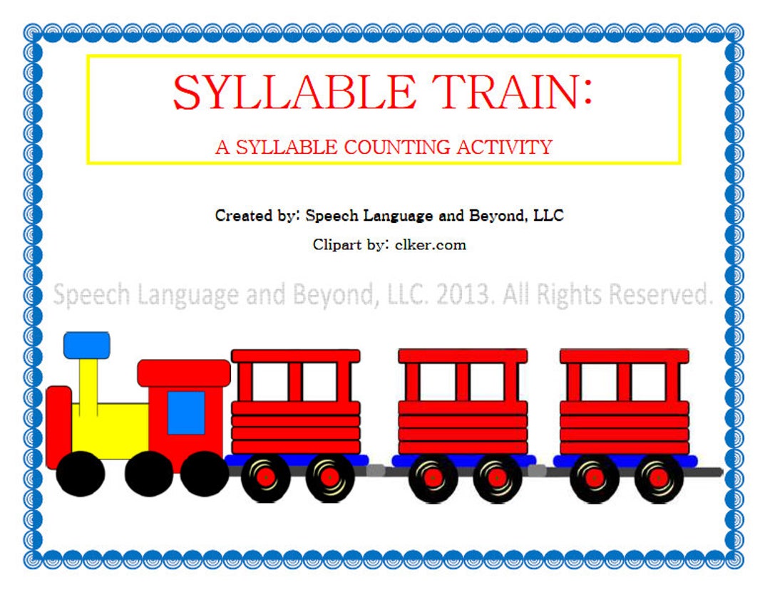 Syllable Train Speech Therapy Printable Activity for Etsy