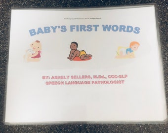 Baby's First Words Speech Therapy Assembled Activity Book Toddlers Preschoolers for Early Language Skills, First Words, Early Speech Sounds