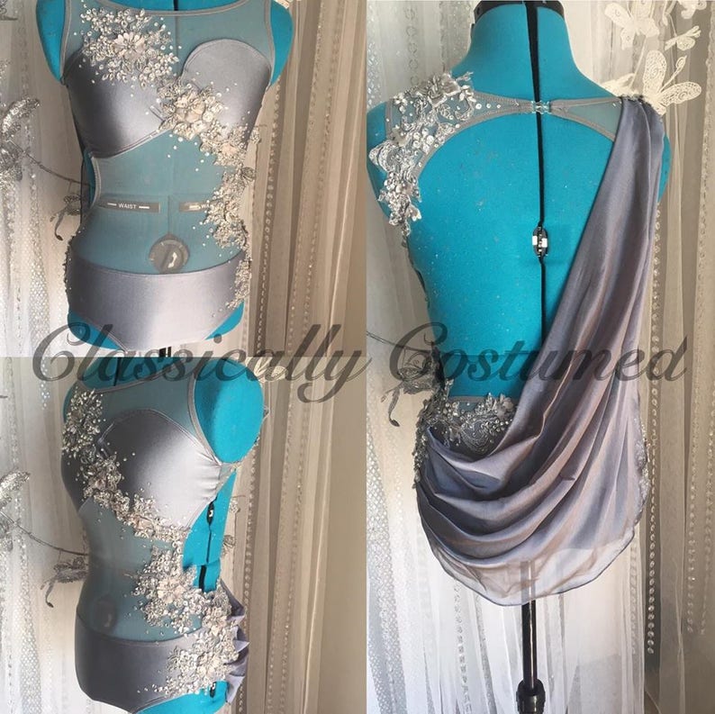 Beautiful contemporary Dance Costume in Ash Grey. Lyrical Etsy