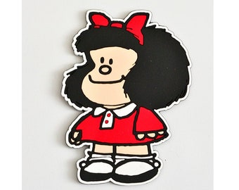 Imán Soft Touch de PVC - Mafalda - Vestido Rojo
