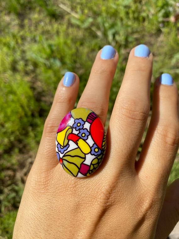 Funky Mushroom Chunky Ring - image 2