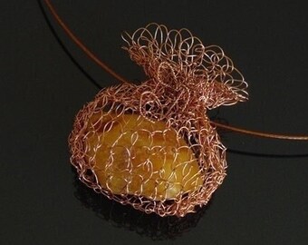 Amber necklace wire crochet avant garde jewelry christmas gifts