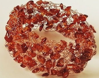 Amber bracelet wire crochet baltic amber wide cuff bracelet