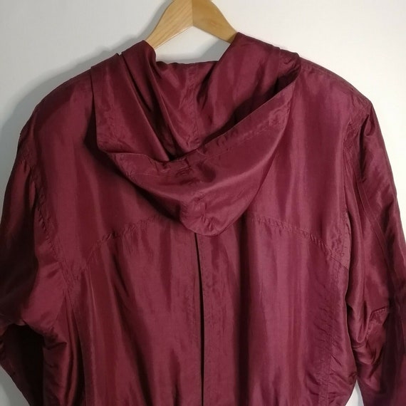 Vintage Red Burgundy 100% Silk Bomber Jacket UK 1… - image 2