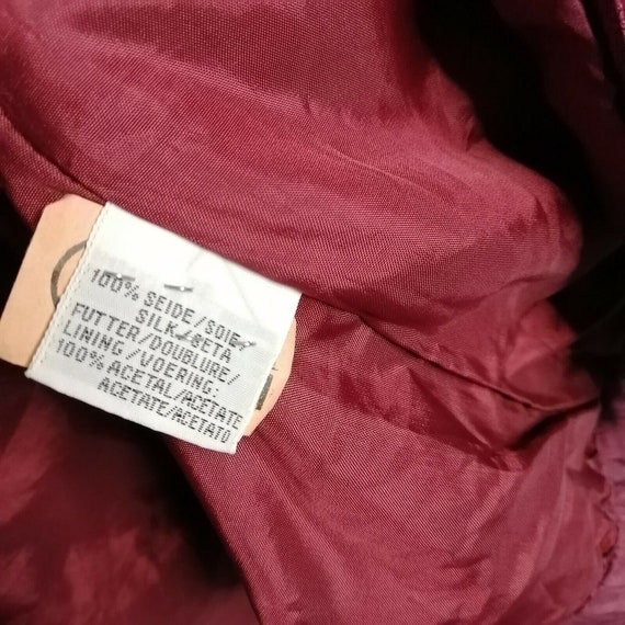 Vintage Red Burgundy 100% Silk Bomber Jacket UK 1… - image 4