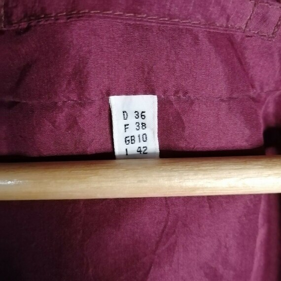 Vintage Red Burgundy 100% Silk Bomber Jacket UK 1… - image 5