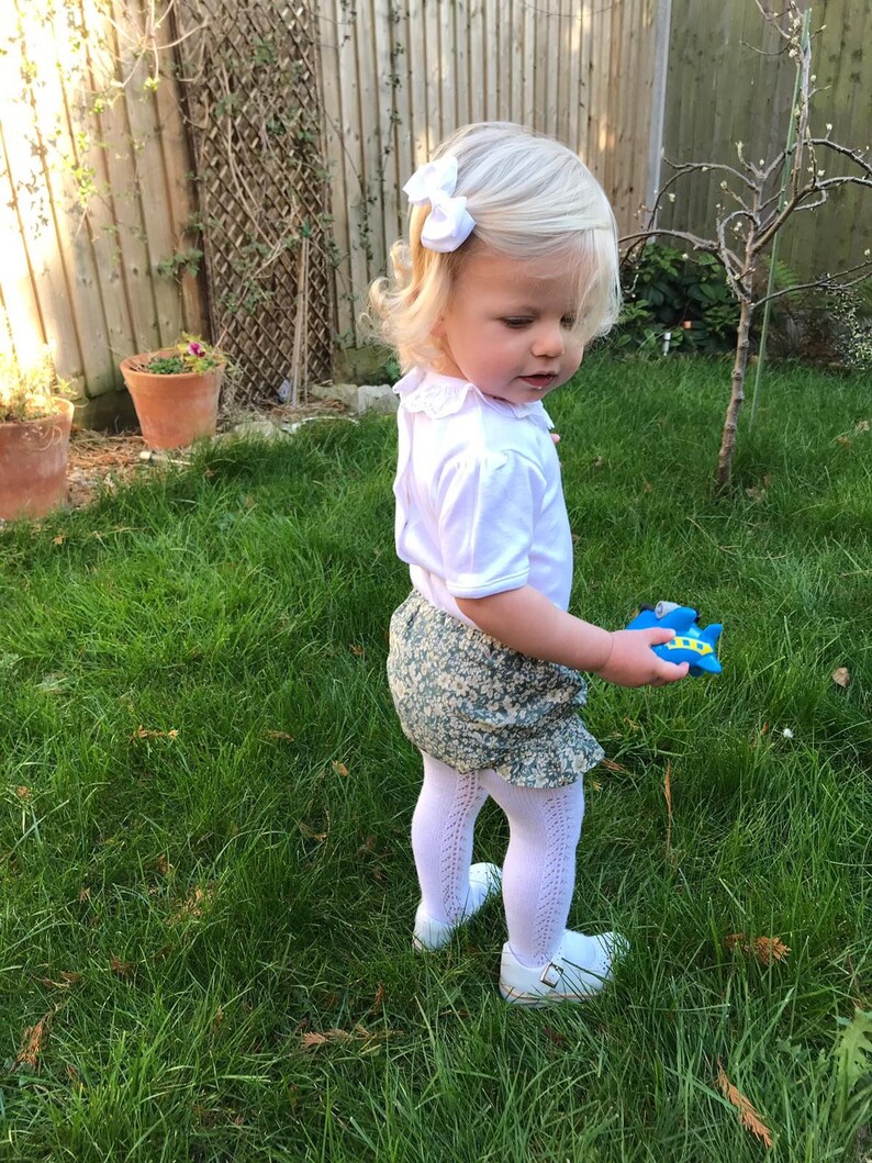 Ruffled Babies Bloomers Babies Toddlers Girls Frilly Leg Bloomers Sage Floral Babies Nappy Cover Baby Girls Birthday Outfit