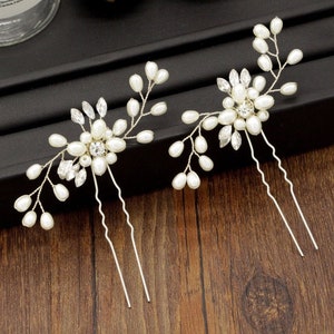 Bridal Hair Pins, Wedding Hair Pins, faux pearls hair accessories, crystal hair jewelry, bridal hair clip, crystal hair pins, image 7