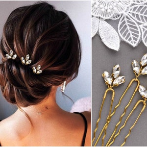 Bridal hair pins set of 3, Gold hair pins, wedding hair pins, rhinestone hair pins, bridesmaids hair pins, hair pin, Bridal hair piece