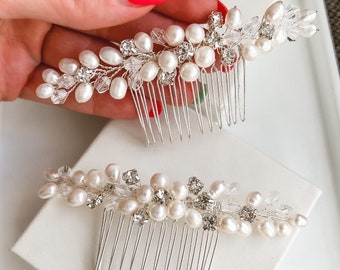 Pearl Bridal Hair Comb, Rhinestone Wedding Hair Piece
