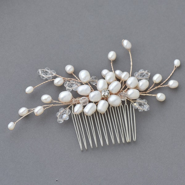 Wedding Hair Comb for bride, Bridal hair comb pearl, hair clip side, white hair accessory,