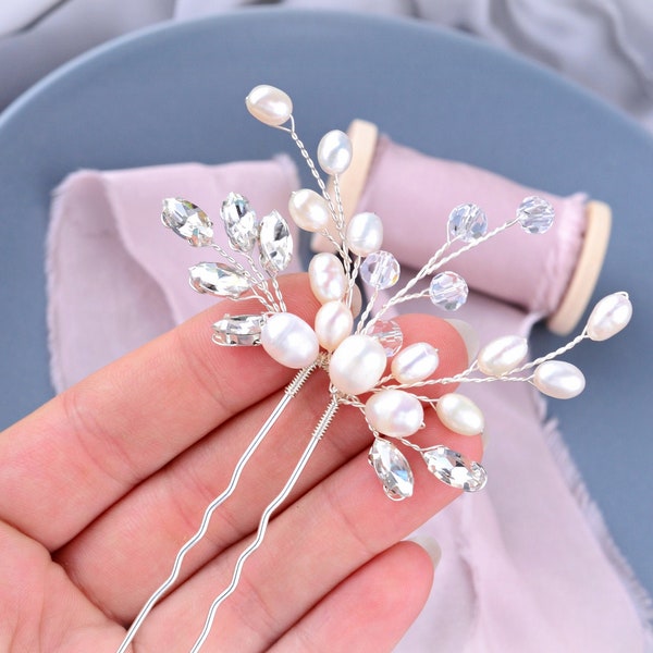 Bridal Hair Pin Pearl, Wedding Hair Pin, Bridal hair clip, hair accessories, Crystal hair pin