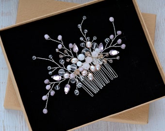 Peigne de mariage violet Accessoires de cheveux de mariée Diadème en cristal Bijoux de cheveux Morceau de cheveux Perles d'améthyste