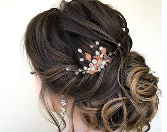 Rose Gold Wedding Hair Comb, Bridal Hair comb, Rose gold hair accessories, hair clip wedding, Bridal Hair Pin