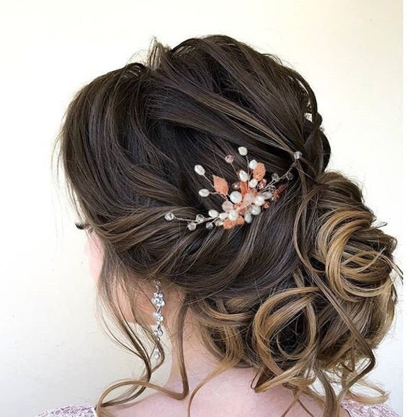 Rose Gold Wedding Hair Comb, Bridal Hair comb, Rose gold hair accessories, hair clip wedding, Bridal Hair Pin