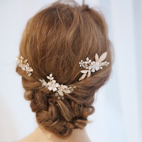 Bridal Hair Comb Gold leaf, Boho Bridal hair comb, wedding hair comb, wedding hair clip, floral gold bridal hair comb