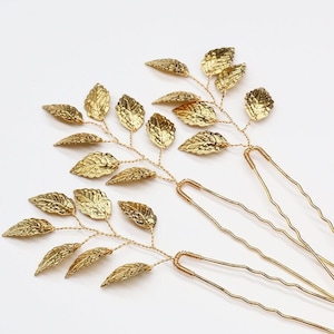Gold Hair Accessories Wedding 2026.Golden Leaf Hair Pins, Bridal Wedding Hair Pins, Gold Hair Accessory ...