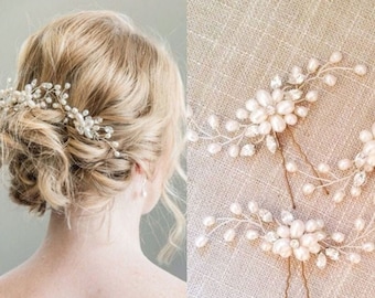Bridal Hair Pins, Wedding Hair Pins, faux pearls hair accessories, crystal hair jewelry, bridal hair clip, crystal hair pins,