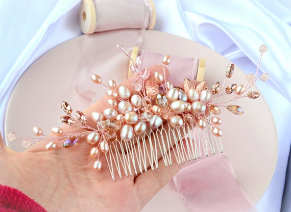 Rose Gold Hair Comb Wedding Hair Comb Large Hair Comb Bridal