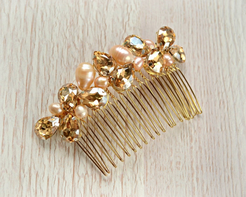 Wedding Hair Comb, Gold Hair Comb, Crystal Hair Comb, Bridal Hair Comb, hair clip wedding image 2