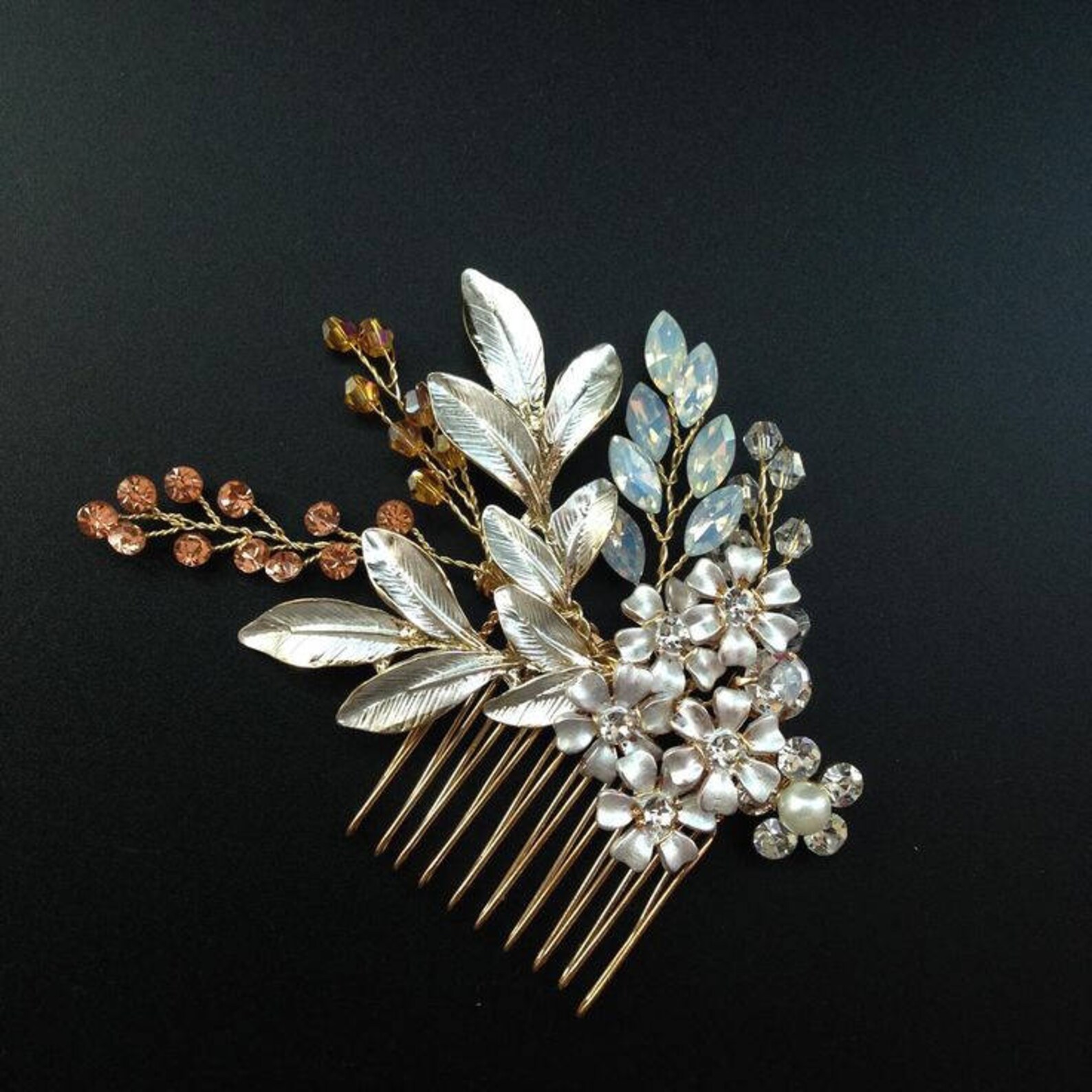 Wedding Hair Comb Gold Bridal Hair Comb Rhinestone Hair Etsy