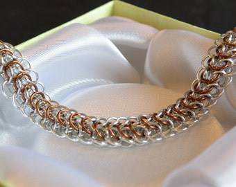 Silver/Bronze Dragonback Chainmail Bracelet