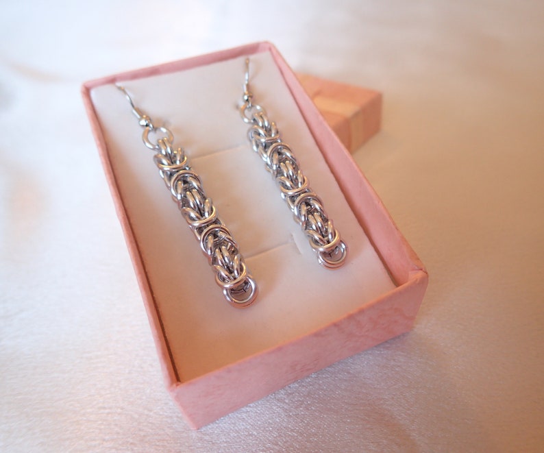 Long Byzantine Chainmail Earrings image 7