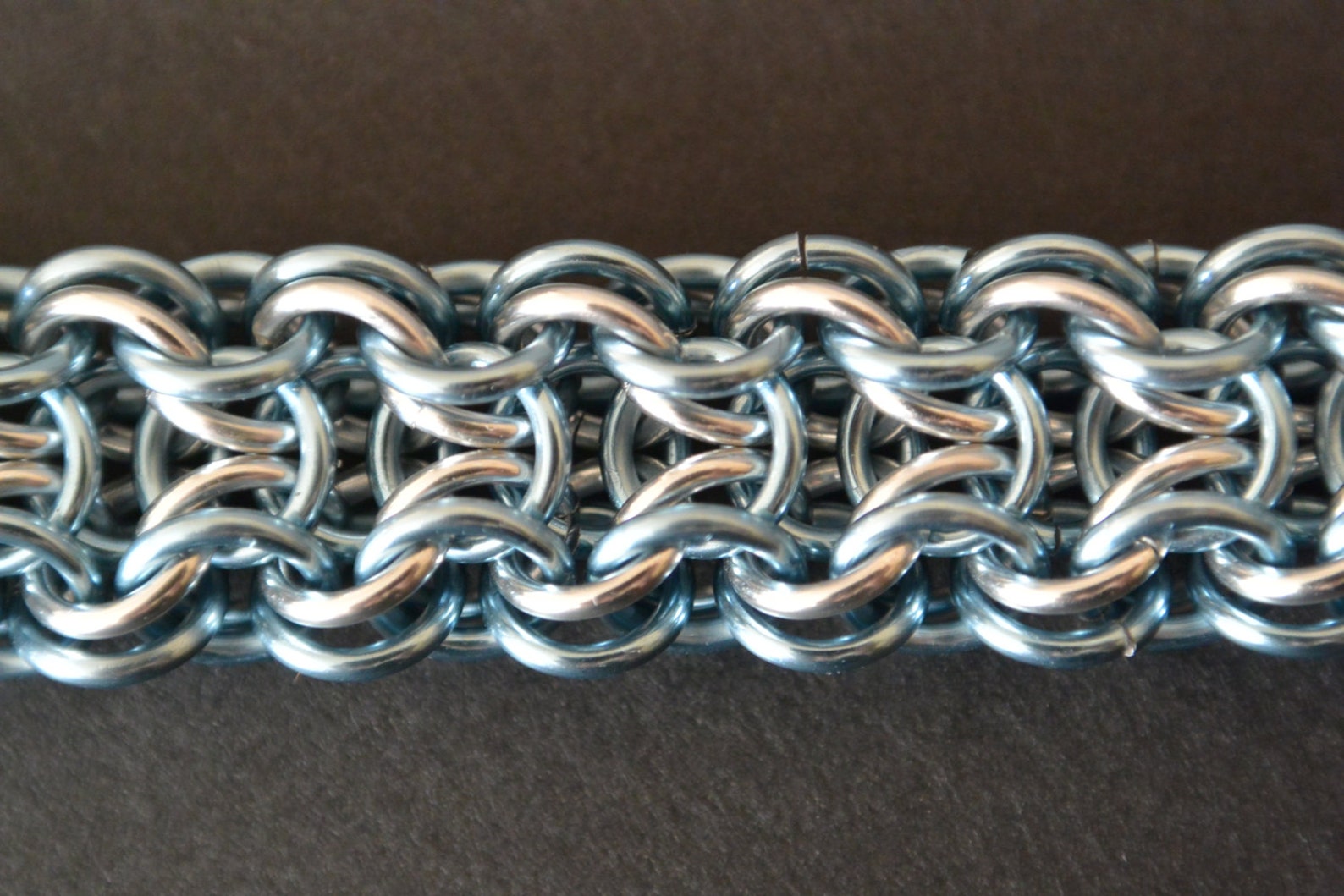 Icy Blue and Silver Elfweave Chainmail Bracelet with Border | Etsy