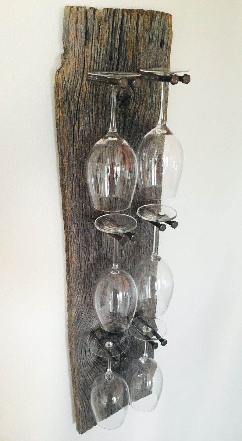 6glass Reclaimed Wood Industrial Wine Rack Etsy