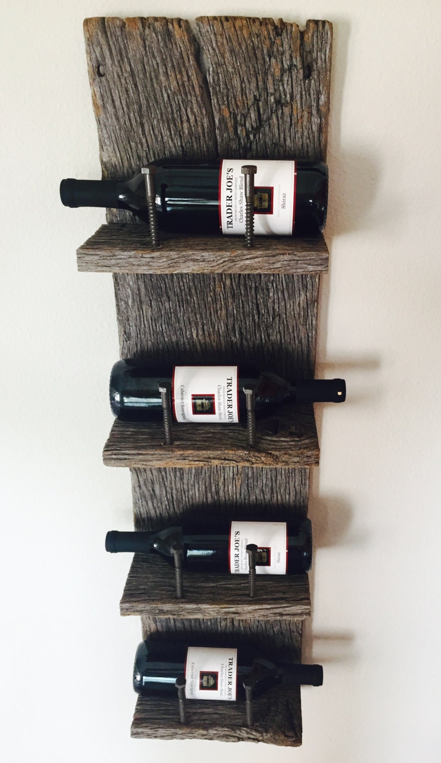 Reclaimed Wood Industrial Wine Rack Etsy