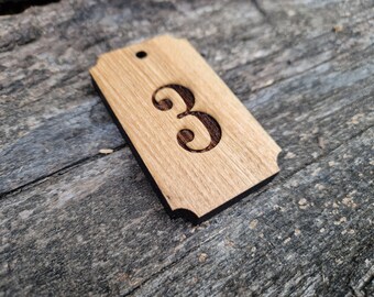 Wooden Rectangle Shape S054, Key Chain Wood Key Fob Laser Cut, You can personalize it with Numbers and Your House, Hotel, or any other Logo.