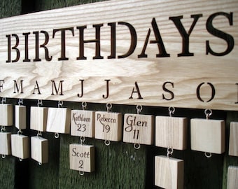 Holz Familie Geburtstag Board, Holz Familie Geburtstagskalender, Familie Feier Zeichen, Familienjubiläum, Familie Zeichen, handgefertigt