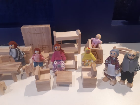 Wooden doll hot sale house family