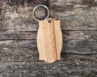 Curved Rectangle Shape S062, Key Chain Wood Key Fob Laser Cut, You can personalize it with Numbers and Your House, Hotel, or any other Logo.