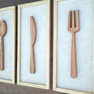 16'' Knife, Fork and Spoon Kitchen decor, Wall sign, Wooden Home Decore image 4