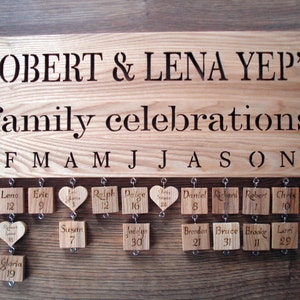 Personalised Wooden Family Birthday Board, Family Birthday Calendar, Family Celebration Sign, Family Anniversarys, Family Sign, Handmade