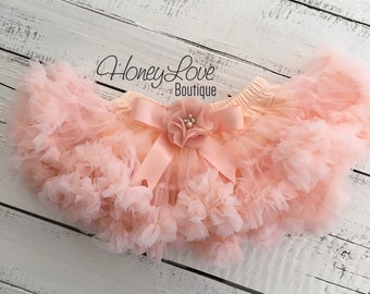 Peach Pettiskirt, Baby Girl Tutu Skirt, Newborn Photo Prop, Toddler Tutu Bloomer, 1st Birthday Tutu, Baby Shower Gift, Peach Ruffle Outfit