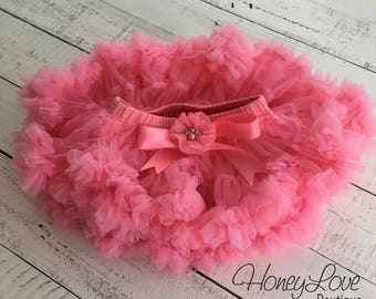 Falda tutú rosa coral, falda tutú para niña, accesorio fotográfico para recién nacida, tutú para niña pequeña, tutú para primer cumpleaños, regalo para baby shower, falda tutú con volantes coral