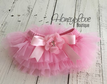 Pink Baby Girl Tutu Skirt Bloomers, Ruffle Diaper Cover, 1st Birthday Tutu, Toddler Tutu, Pink Tutu, Newborn Photo Prop, Baby Shower Gift