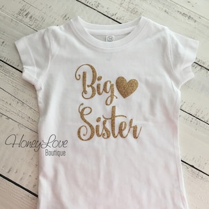 ZUS Broer of zus shirts Matching Sis, Little Big Middle Twin Sister, gouden glitter bodysuits shirt pasgeboren baby peuter klein baby meisje