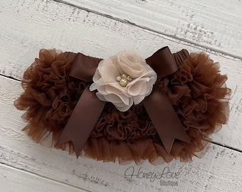 Brown Bloomers, Baby Girl Diaper Cover, Ruffle Bloomers, Ruffle Bum Diaper Cover with Ruffles, newborn toddler, Thanksgiving Fall Dark Brown