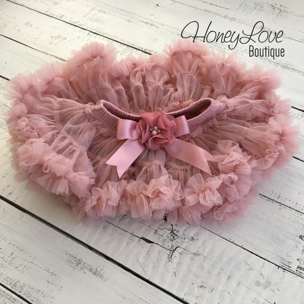 Vintage Pink Baby Girl Tutu Skirt, Dusty Rose Gold Pettiskirt, Newborn Photo Prop, Toddler Tutu Bloomer, 1st Birthday Tutu, Baby Shower Gift